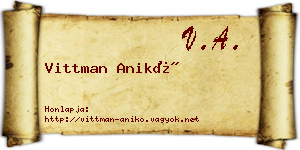 Vittman Anikó névjegykártya